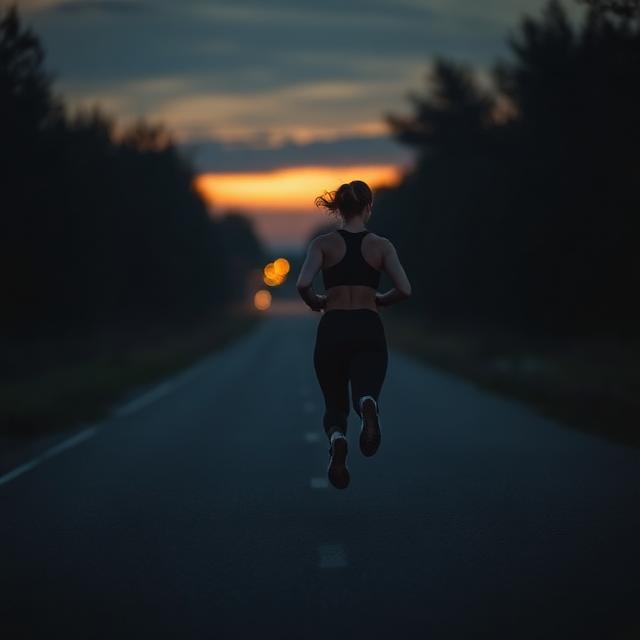 Runner outdoors at dusk